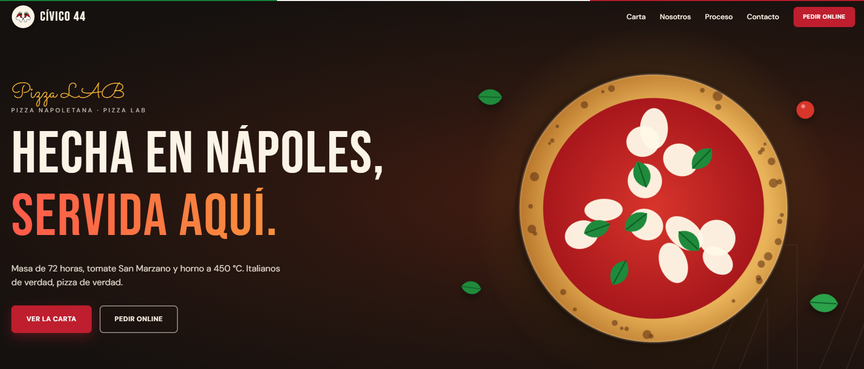 Demo de la plantilla italiana para una pizzería