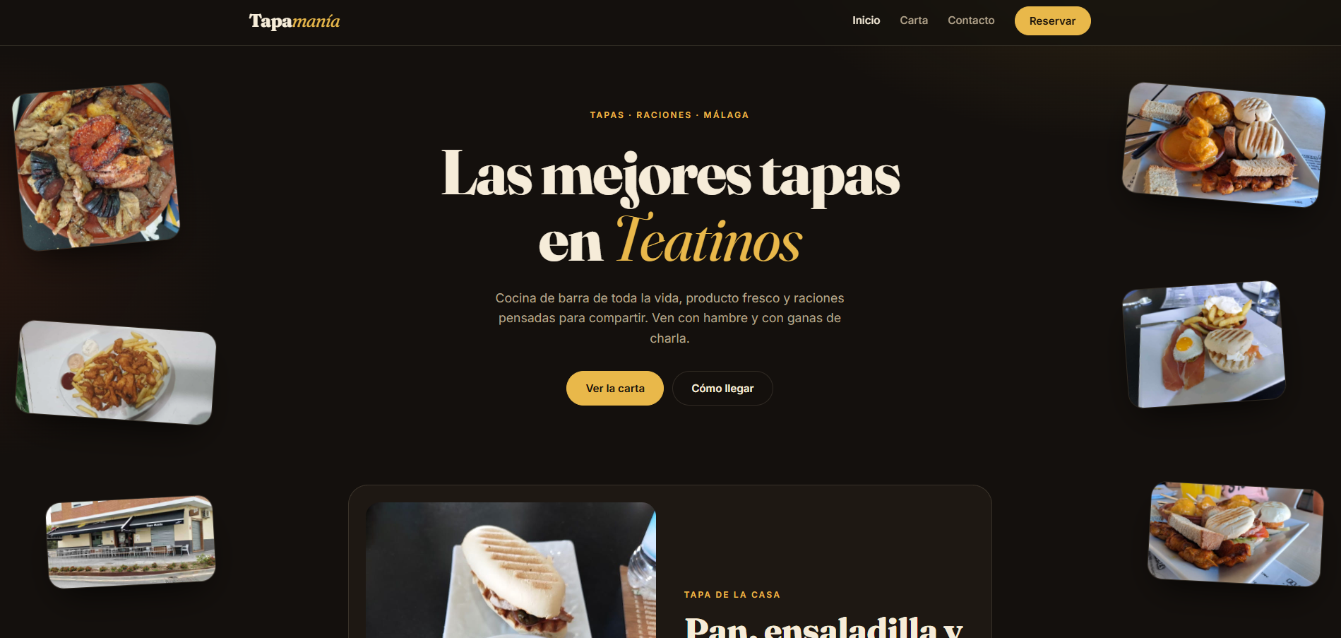 Demo de la plantilla Tapamania, web para un bar