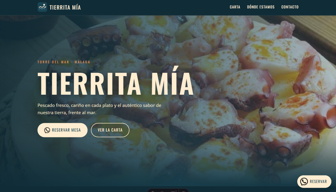Demo de la plantilla Tierrita mía, web para un restaurante